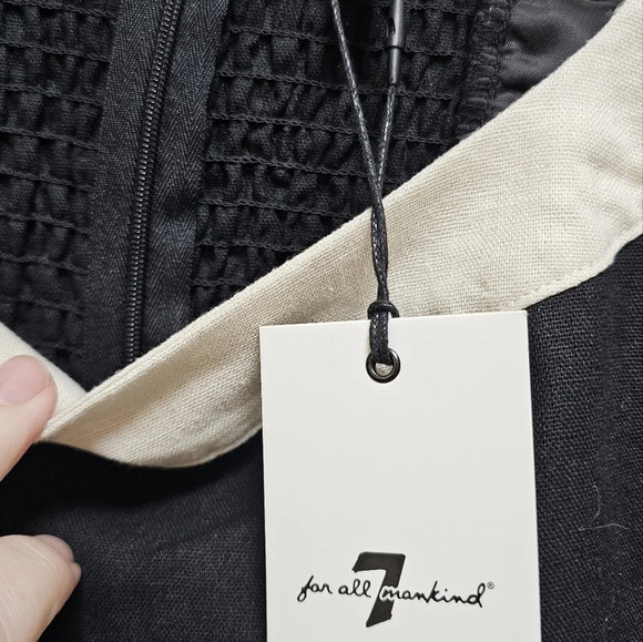 💯HOST PICK💯7 For All Mankind Colorblock Set Top Skirt Off White Black Linen XL - Picture 6 of 9